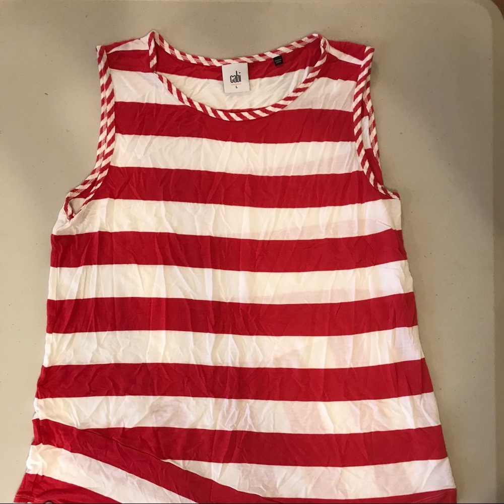 Cabi Red/White Striped Nautical Tank Large